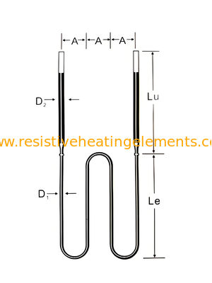 W আকৃতির MoSi2 গরম করার উপাদান 220V 380V ভ্যাকুয়াম চুল্লি জন্য Moly Disilicide
